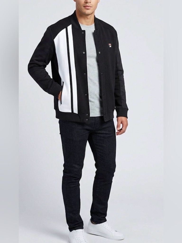 Rare Jason Wu X Fila Collab Black  White Color Block Bomber Jacket Size Medium